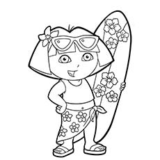 Coloriages Dora pendant la saison estivale