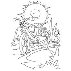 Soleil et vélo pour les enfants à apprécier en été Image à colorier