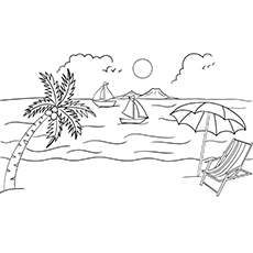 Coloriages d'été gratuits à imprimer pendant le coucher du soleil 