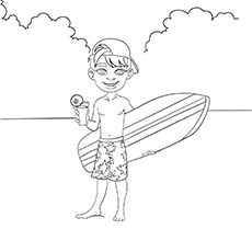Coloriage garçon s'amusant en été