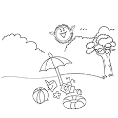 Coloriage Soleil s'amusant pendant les vacances d'été