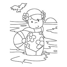 Garçon profitant de la piscine pendant l'été Coloriage