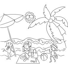 Plage de vacances d'été en famille