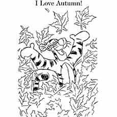 Les 35 meilleures pages à colorier d'automne que votre enfant adorera colorier 45 Cartoon Tigger Loves Autumn Coloring Picture For Kids
