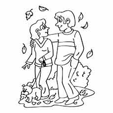Les 35 meilleures pages à colorier d'automne que votre enfant adorera colorier 54 Image à colorier imprimable d'amis marchant dans les feuilles d'automne