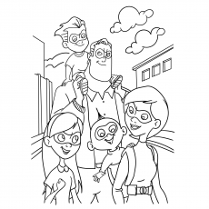 Feuille de coloriage imprimable Les Indestructibles pour enfants entiers