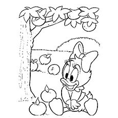 Donald mange des fruits de printemps à colorier