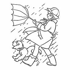 Coloriage de fille avec son animal de compagnie au printemps 