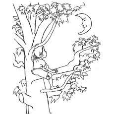 Top 10 des coloriages de lune pour votre enfant 17 Le-garçon-regardant-la-lune