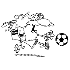 Coloriages gratuits de Santa jouant au football