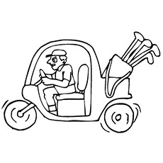 Coloriages de golf - voiturette de golf