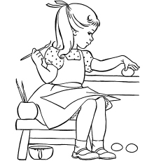 25 superbes pages à colorier d'oeufs de Pâques que votre enfant adorera colorier 38 Petite fille peignant un œuf de Pâques à colorier