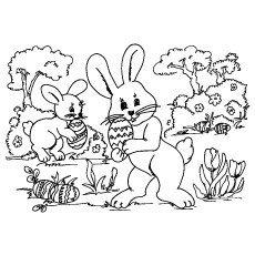 25 superbes pages à colorier d'oeufs de Pâques que votre enfant adorera colorier 46 Bunnies Hunting Easter Eggs Coloring