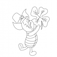Top 20 coloriages de trèfle à quatre feuilles pour les tout-petits 40 Le porcelet dansant avec les quatre feuilles de trèfle