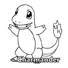 Charmander de Pokemon mignon feuille à colorier