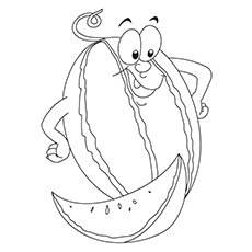 Top 10 des coloriages de pastèque que votre enfant adorera 14 Coloriage de pastèque - dessin animé de pastèque
