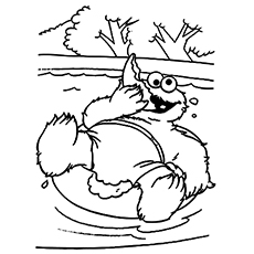 25 pages à colorier monstre mignon et amusant que votre enfant adorera 32 Le-Cookie-Monster-In-Pool