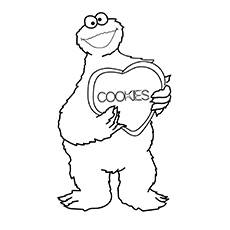 25 pages à colorier monstre mignon et amusant que votre enfant adorera 49 Cookie Monster Eatin Heart