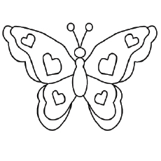 Coloriages Papillons avec des coeurs 