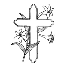 Coloriage - Croix recouverte de lys