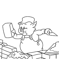 Les 20 meilleures pages de coloriage de porc que votre enfant adorera 41 Cochon construisant une maison