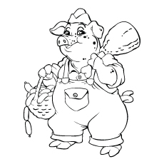 Les 20 meilleures pages de coloriage de porc que votre enfant adorera 35 Coloriage de boucher drôle avec charge