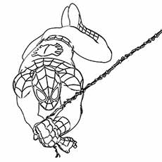 50 coloriages Spiderman 61 Image de coloriage imprimable Spiderman Swining on Web Rope