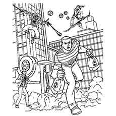 50 coloriages Spiderman 59 Coloriage Spiderman attrapant le voleur de banque