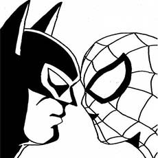 50 coloriages Spiderman 71 Coloriages Face à Face de Batman et Spiderman