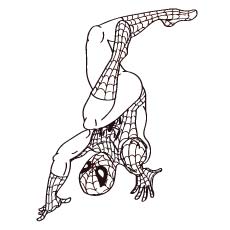 50 coloriages Spiderman 85 Coloriage Spiderman à l'envers sur les mains