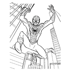 50 coloriages Spiderman 84 Coloriages Spiderman sautant de la construction