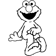 Elmo est assis seul pour colorier