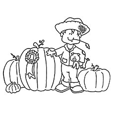 Coloriage - Citrouille et pèlerin