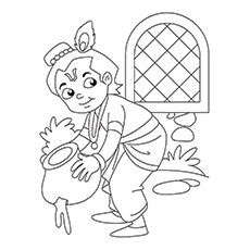 10 magnifiques pages à colorier de Lord Krishna pour les tout-petits 15 Coloriages Lord Krishna - Krishna le voleur de beurre