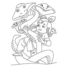 10 magnifiques pages à colorier de Lord Krishna pour les tout-petits 21 Coloriages Lord Krishna - Slayer Of Kalia