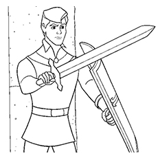 Coloriage - Prince Phillip avec l'épée à la main