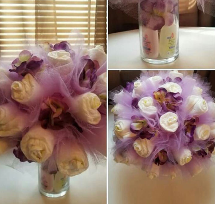 Pièce maîtresse de douche de bébé bouquet de couches