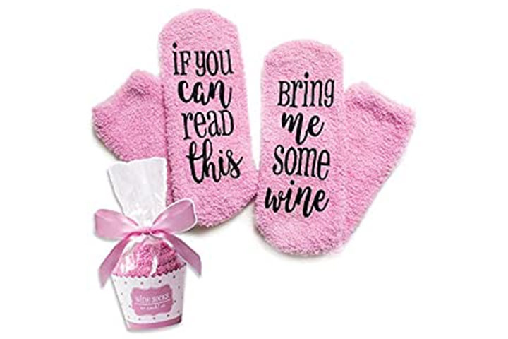 Chaussettes de vin de luxe avec emballage cadeau cupcake