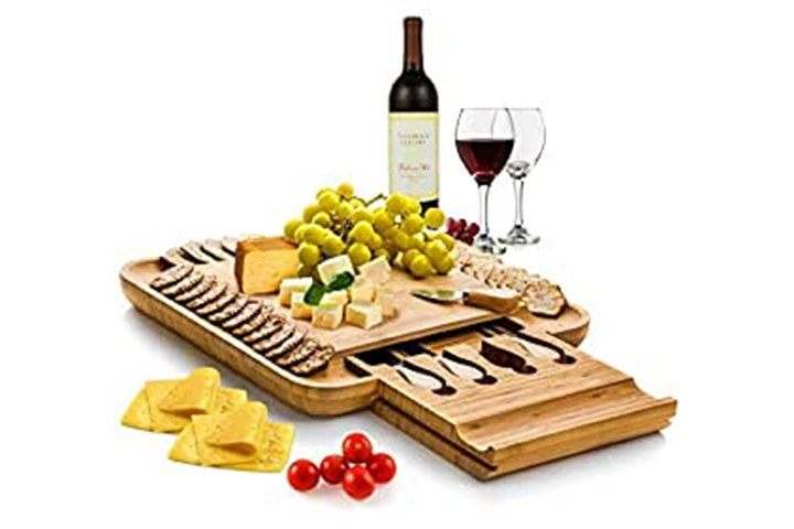 Ensemble de planche et couteau à fromage Bambusi