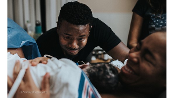 papa, regarder, nouveau né, bébé