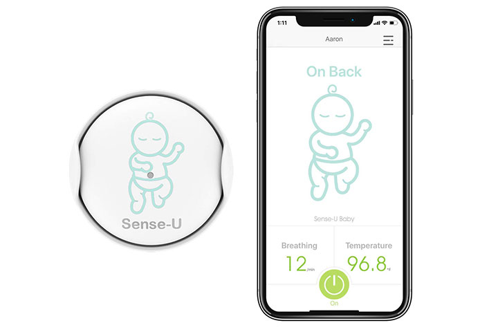 Moniteur pour bébé Sense-U avec capteurs de température de mouvement de déplacement respiratoire