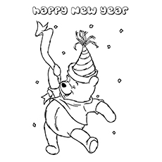 Ourson vous souhaitant une bonne année à colorier