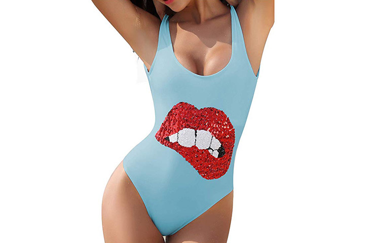 Maillot de bain une pièce à paillettes monokini QueenDream