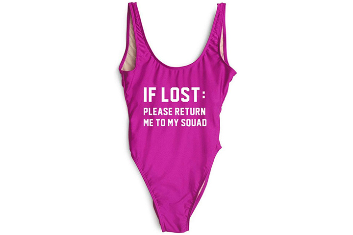 Maillot de bain une pièce à imprimé lettre Yihanshangmao pour femme