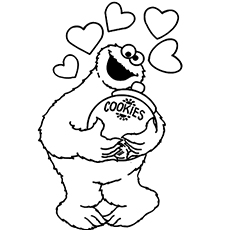 25 pages à colorier monstre mignon et amusant que votre enfant adorera 27 Coloriage de Cookie Monster et coeurs