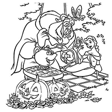 25 superbes coloriages Disney Halloween pour vos petits 8 La belle et la Bête