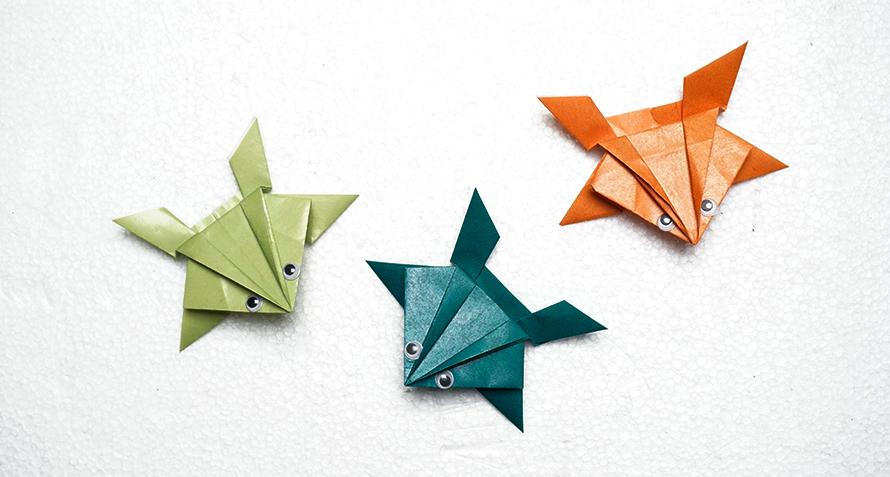 Grenouilles sauteuses origami bricolage 2 mangeoire à oiseaux