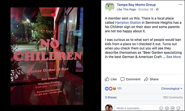 Pizza Shop interdit tous les enfants pour des raisons de responsabilité et de sécurité