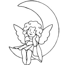 Top 10 des coloriages de lune pour votre enfant 12 L'ange sur la lune