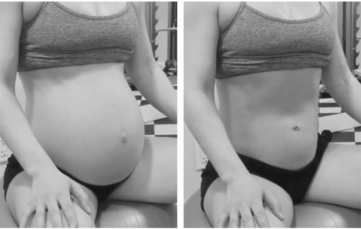 Vidéo d'une femme enceinte tirant son ventre. Où va le bébé?